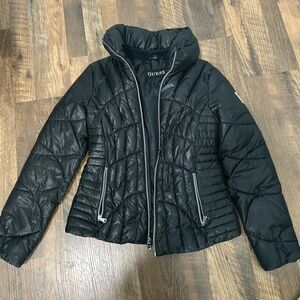 Guess Black Quilted Puffer Jacket